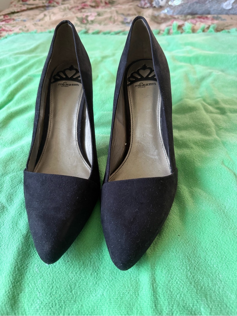 Black fabric heels
